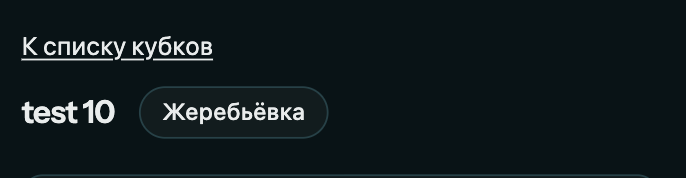 Кнопка «Жеребьёвка» на странице кубка в кабинете